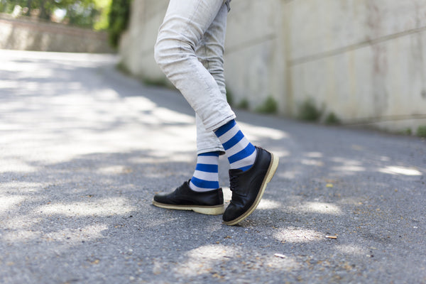 Men's Navy Ash Stripe Socks - Socks n Socks