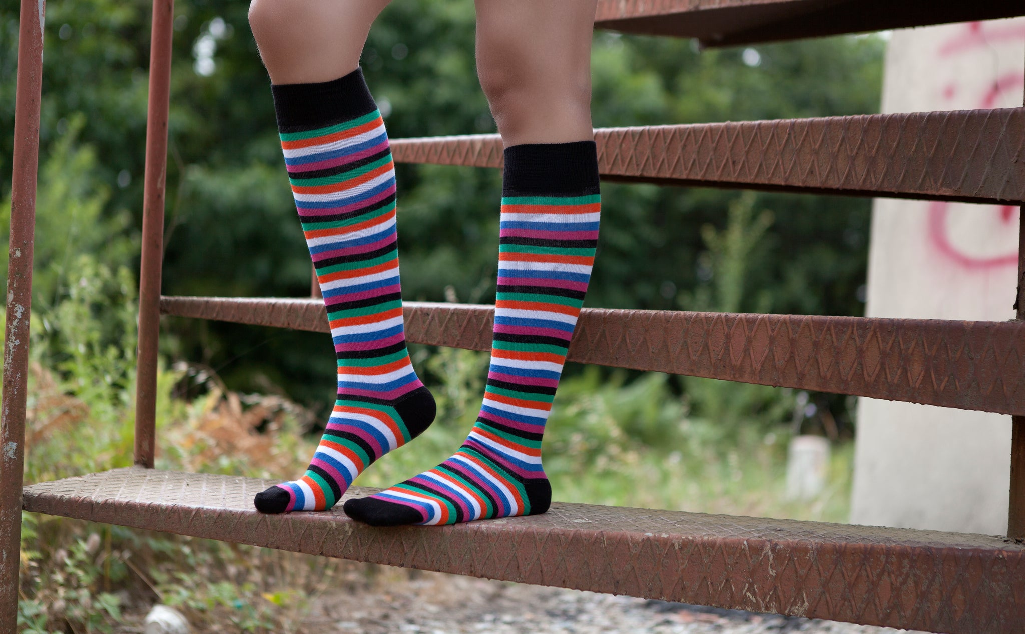Striped Knee High Toe Socks