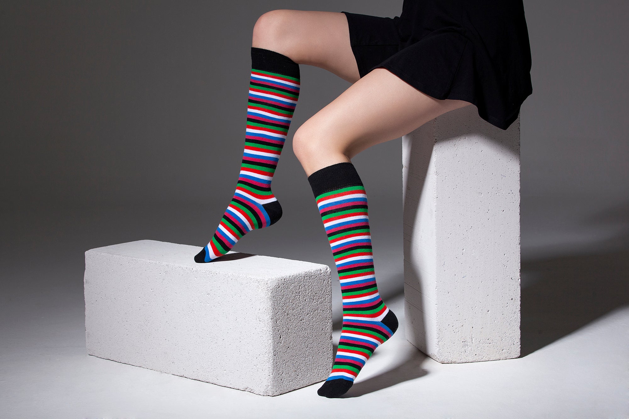 Knee High Nylon Socks, Set of 3