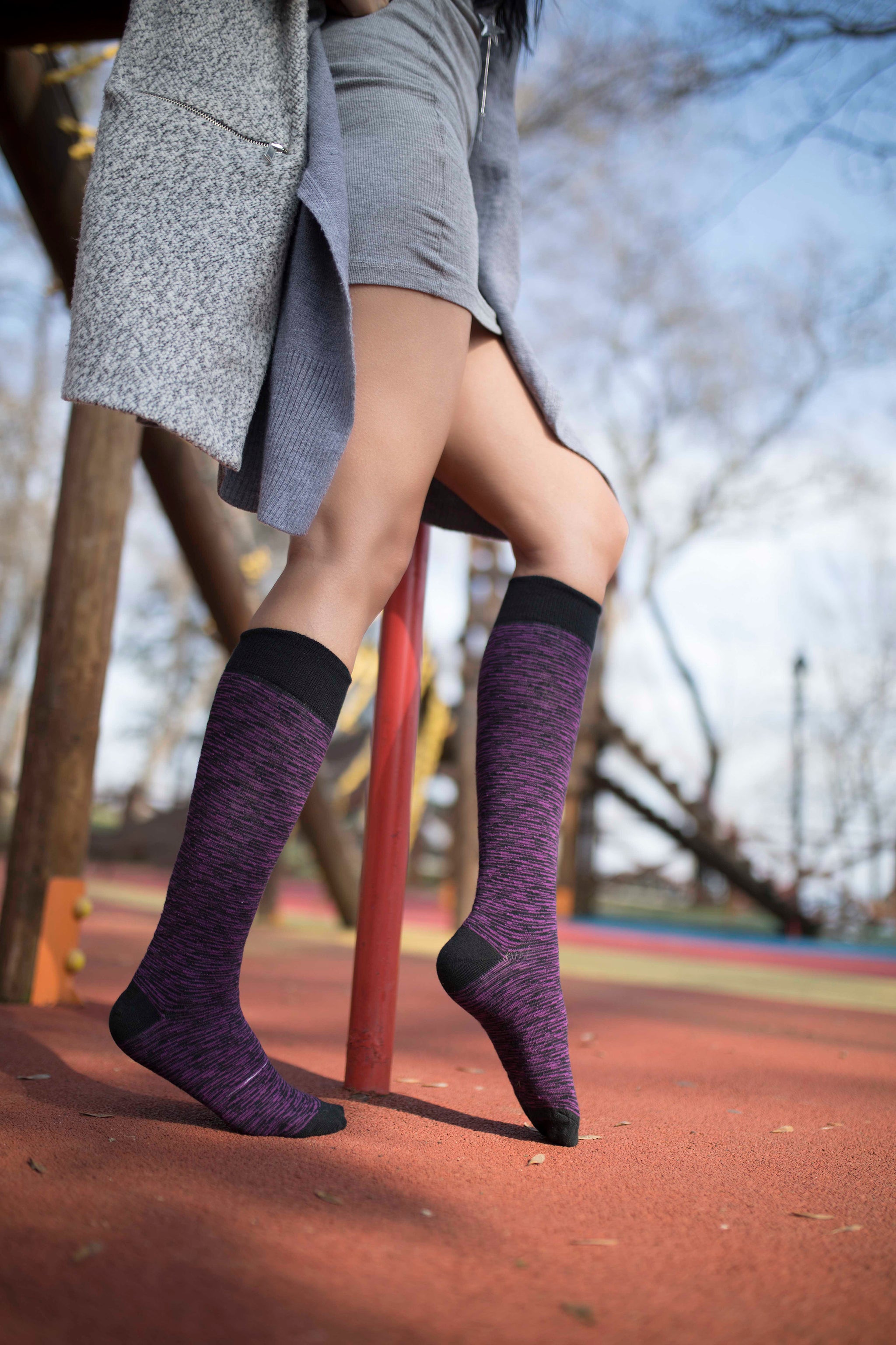 Purple Knee-High Nylon Mesh Sock